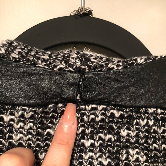 B&W Knit Faux Leather Cardigan - Picture 11 of 12